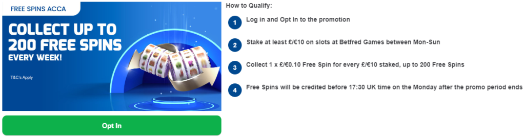 Betfred Casino bonus offer