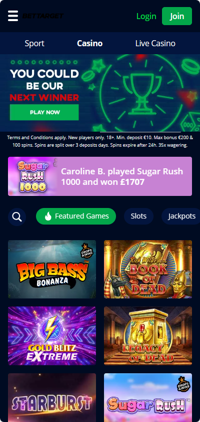 Bettarget mobile casino app