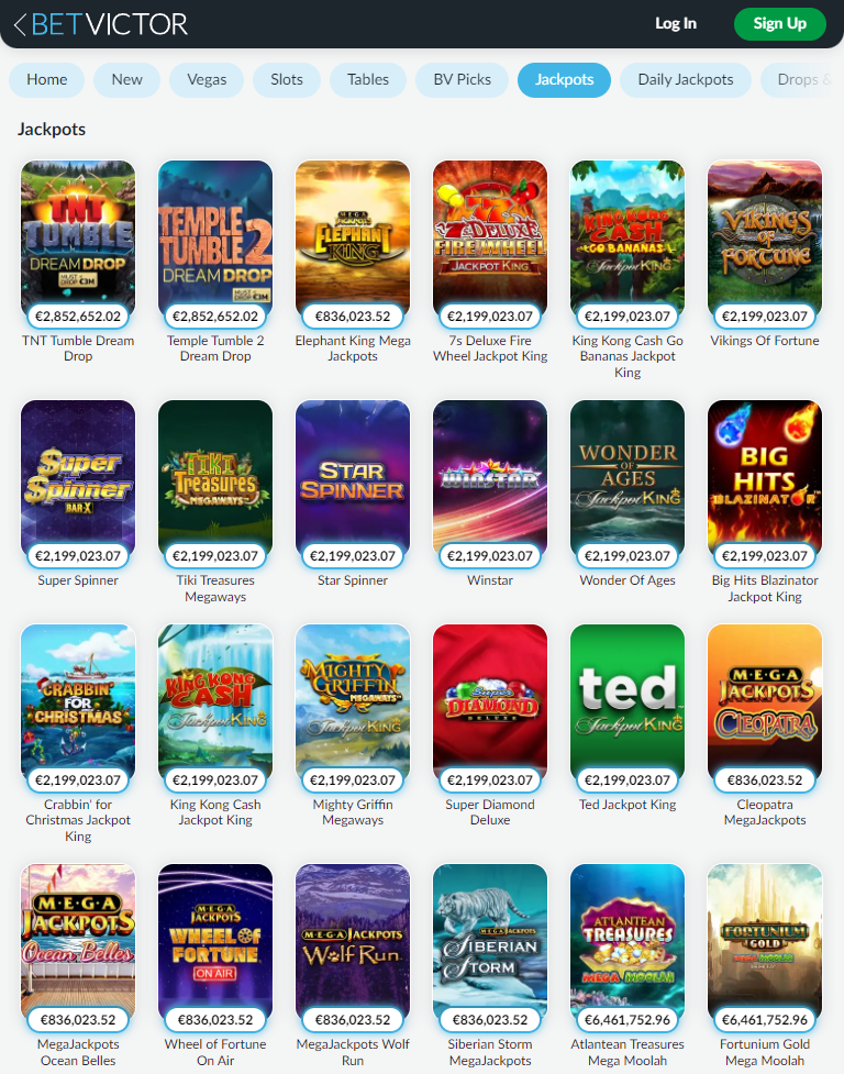 BetVictor casino jackpot slots