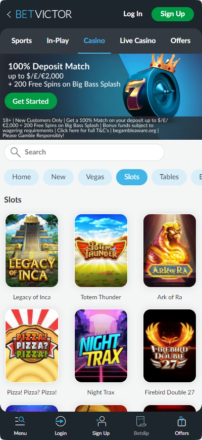 BetVictor mobile casino slots games