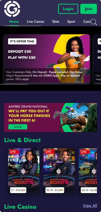 Grosvenor Casino mobile bonus app