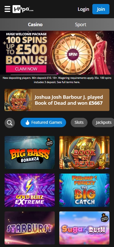 Hopa casino mobile app