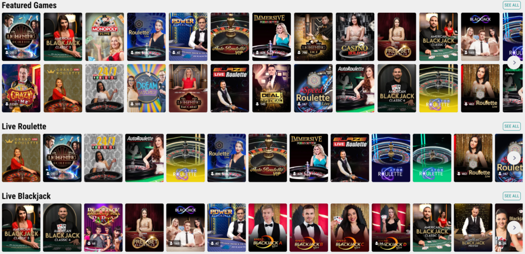 Karamba live casino games