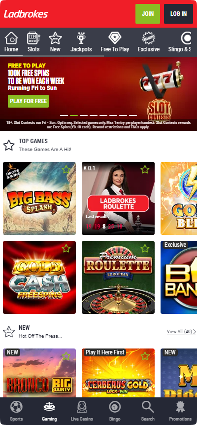 Ladbrokes mobile casino app