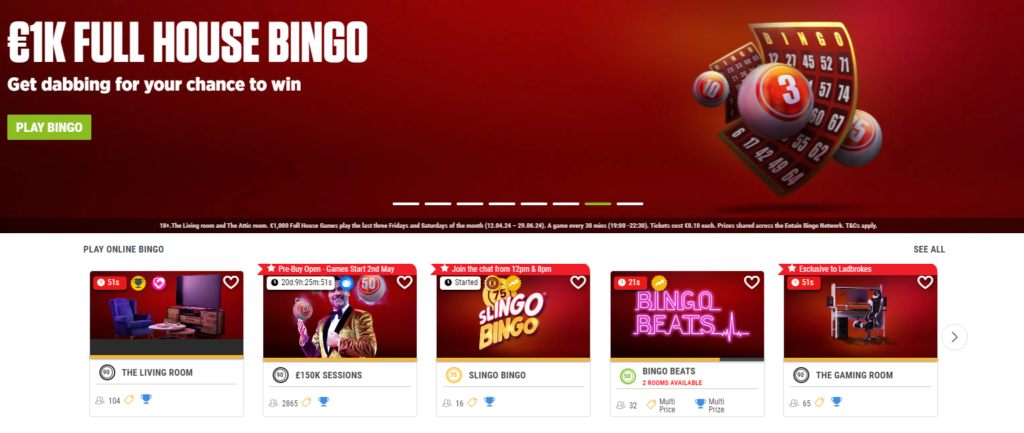 Ladbrokes Casino online bingo games