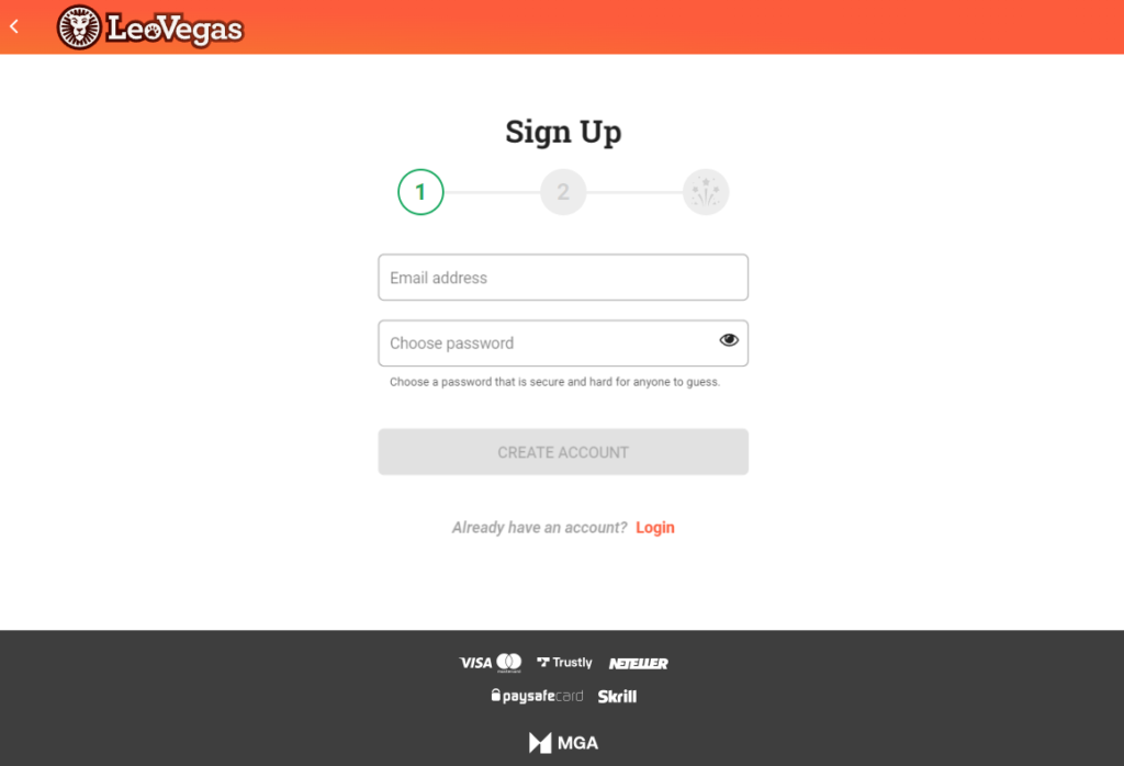 LeoVegas casino sign up