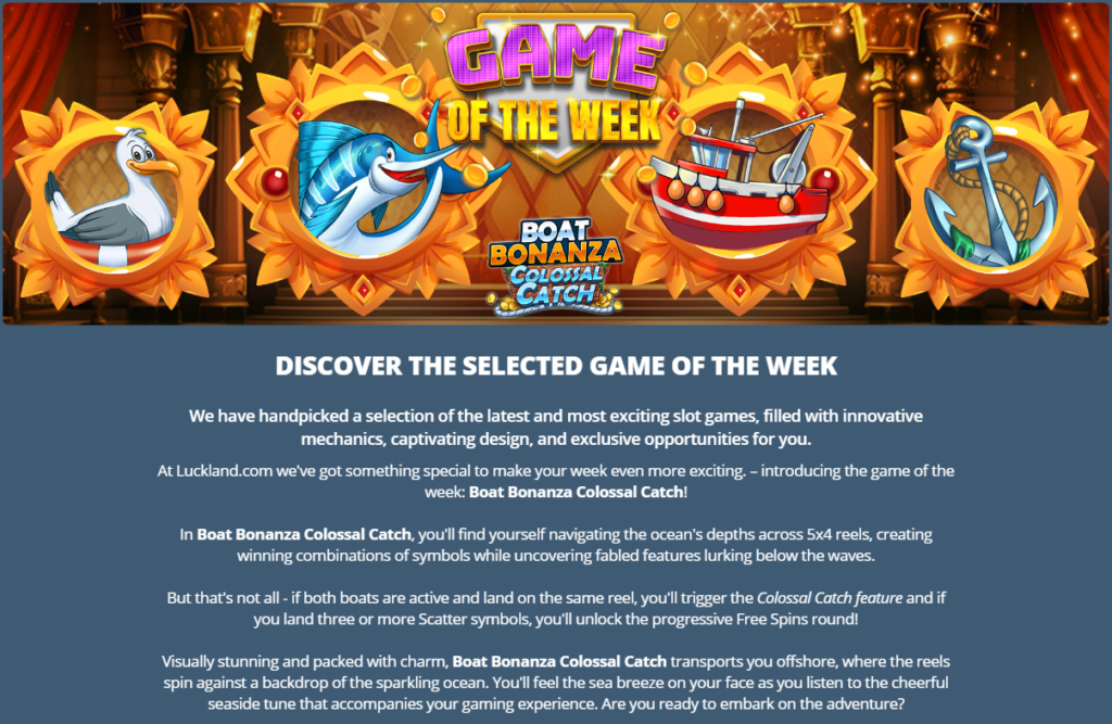 Luckland casino Boat Bonanza Colossal Catch slot