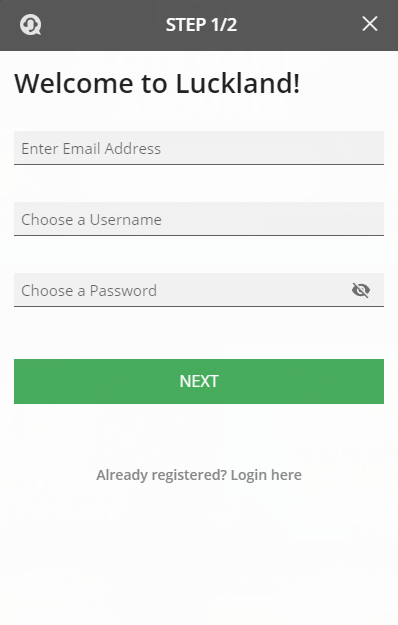 LuckLand Casino registration