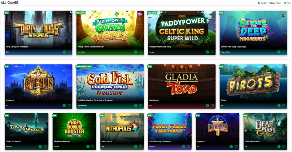 Paddy Power onlie casino games