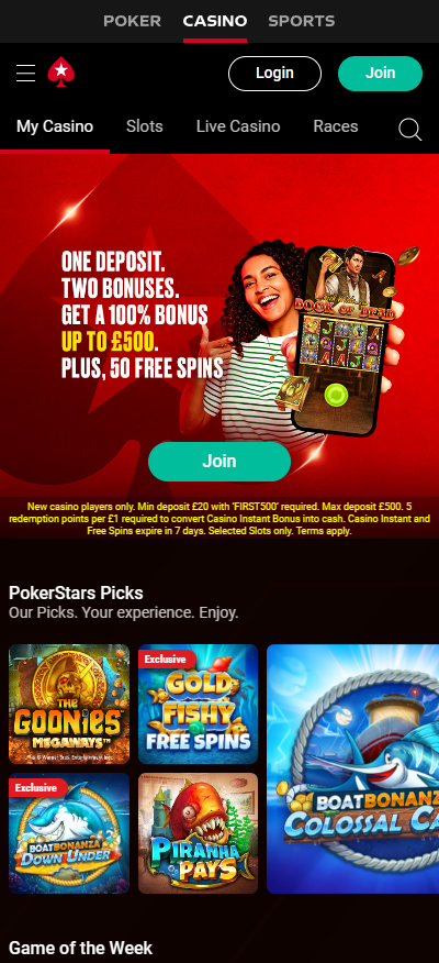 PokerStars mobile casino app