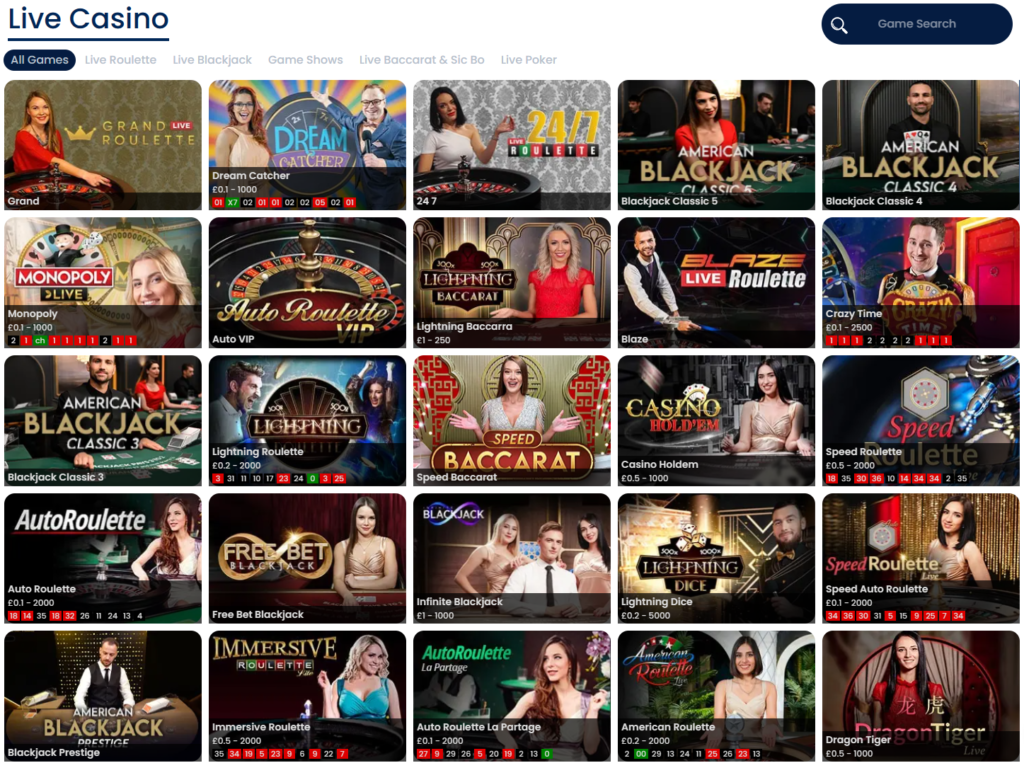 Spin Rio live casino games