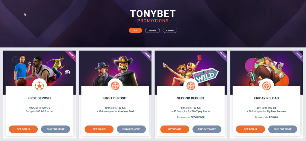 TonyBet casino promotions