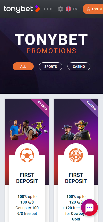 tonybet mobile casino bonus