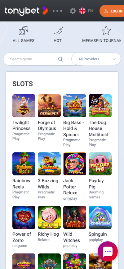 tonybet mobile casino slots