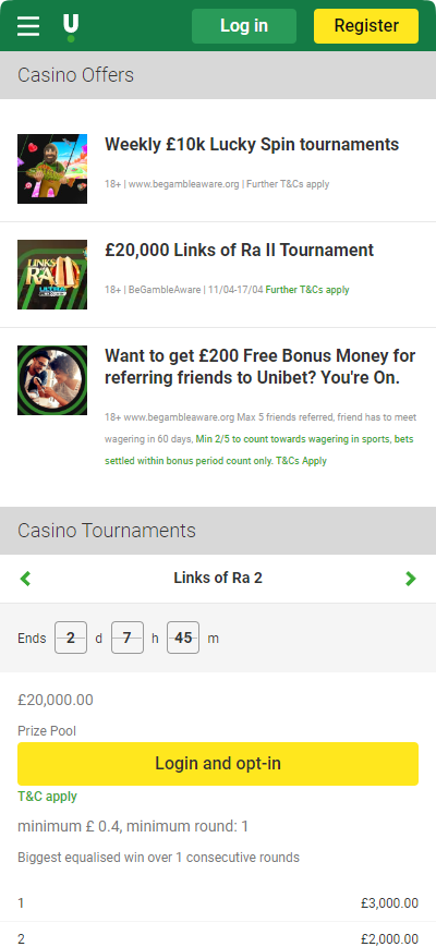 Unibet casino mobile bonus