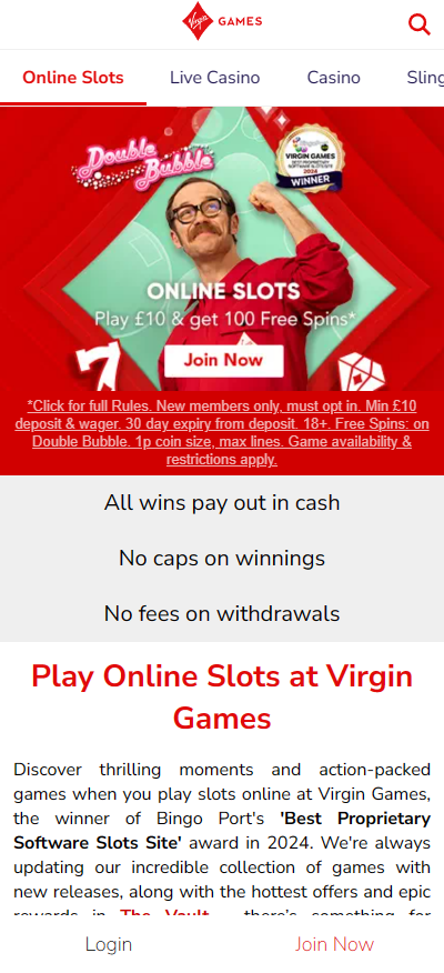 Virgin Games mobile casino app