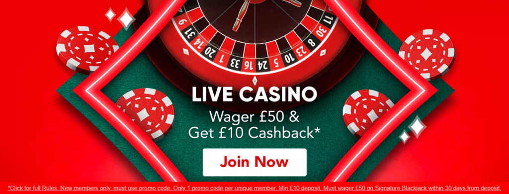 Virgin Games live casino bonus offer